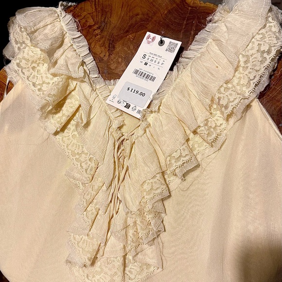 Zara Cream Ruffled Mini Dress - Picture 3 of 3